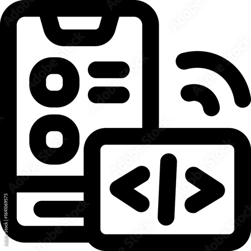mobile coding line icon. Clean and minimalist vector icon for websites, mobile apps, presentations, and logos. Fully scalable and customizable for any project.