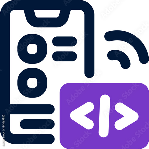 mobile coding duotone icon. Sleek and modern vector icon for websites, mobile apps, marketing materials, and corporate design. Fully scalable and ready to use.