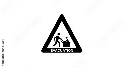  Evacuation warning sign with person assisting another.