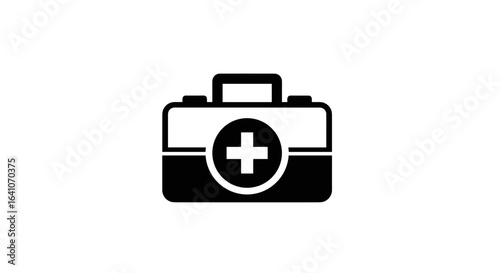 First aid kit icon in black and white.