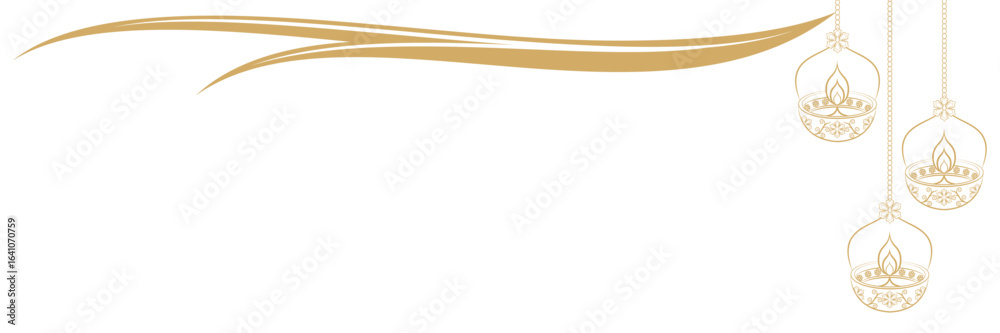 Obraz premium hanging line art illustration of candles for diwali