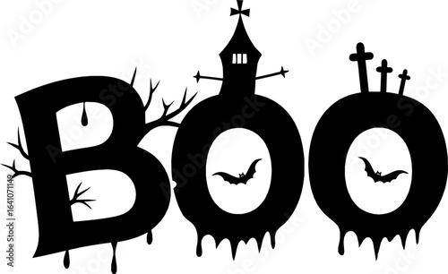 Vektor Design Element - Abstraktes Halloween Design mit Text - Boo - Erschrecken
