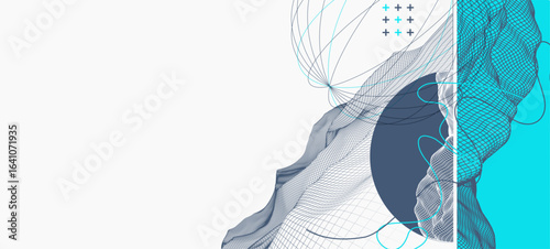 Abstract wireframe background. Modern science or technology art elements. Surface illustration.