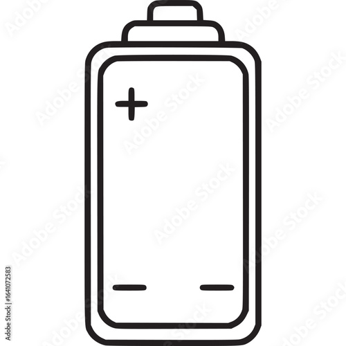 Illustration of a battery, isolated on white background, representing energy, power, and electricity storage for portable electronic devices and renewable energy sources
