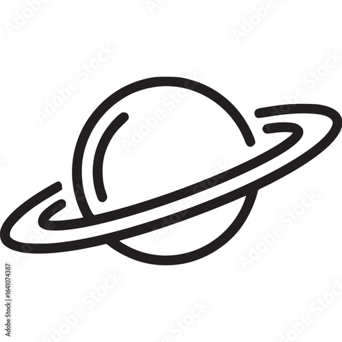 Illustration of a planet with rings orbiting it, isolated on white background, representing space exploration, astronomy, and the wonders of the universe and scientific research