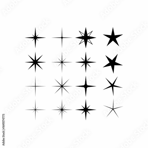 Collection of Minimalist Sparkle and Starburst Vector Icons for Decoration and Design