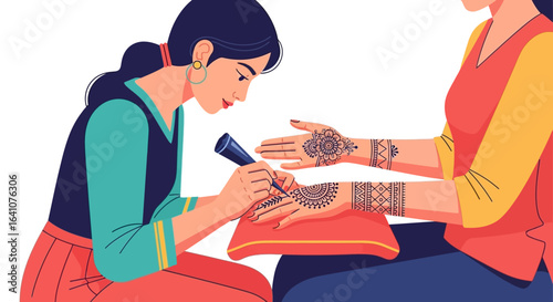Artist applying intricate henna designs on a person's hand
