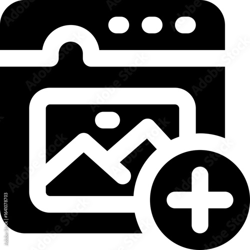 add image glyph icon. Strong and solid vector icon for websites, mobile interfaces, presentations, and visual branding. High quality and easy to edit.