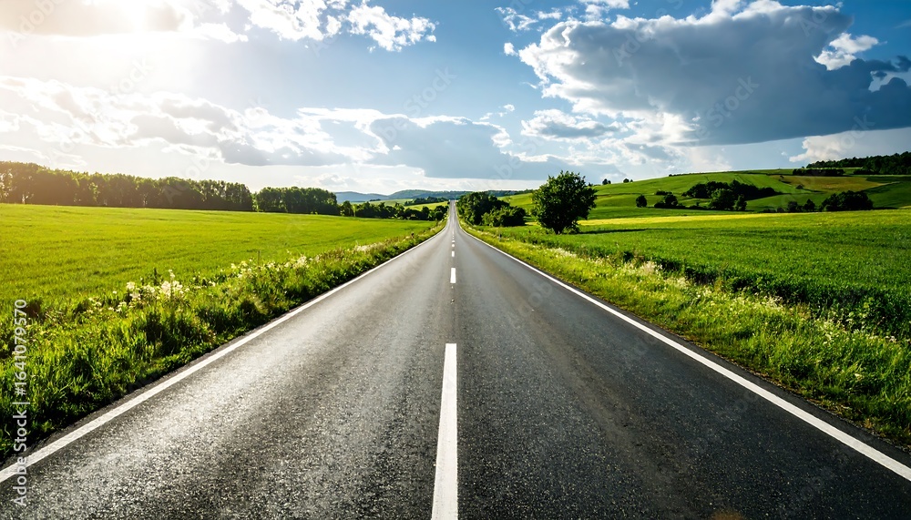 Fototapeta premium Straight road through countryside