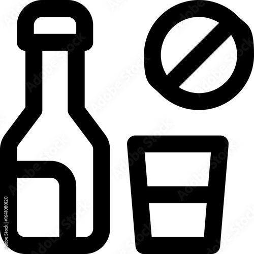 no alcohol line icon. Clean and minimalist vector icon for websites, mobile apps, presentations, and logos. Fully scalable and customizable for any project.