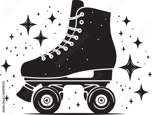 Retro Polka Dot Roller Skate Silhouette – Vintage Inline Skate Vector