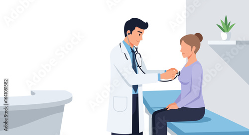 Doctor Examining Patient with Stethoscope During Medical Checkup