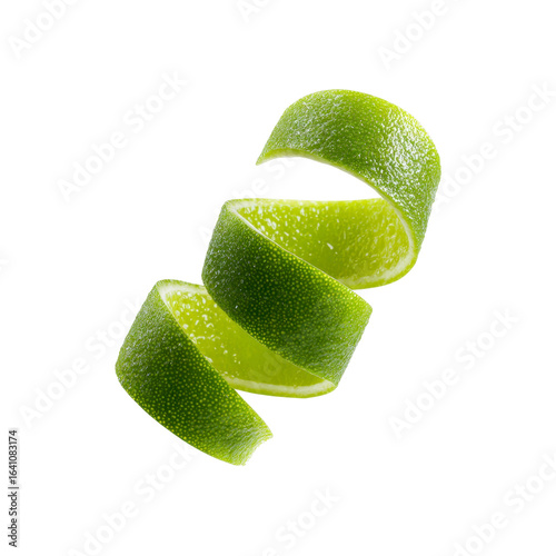 Spiraling Lime Peel Fresh Zest and Citrus Burst