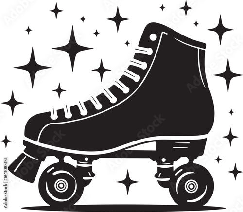 Retro Polka Dot Roller Skate Silhouette – Vintage Inline Skate Vector