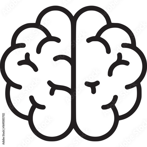 Brain line icon isolated on white background symbolizing intelligence, thought, memory, and creativity, representing the power of the mind and its potential for growth