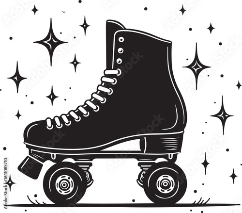 Retro Polka Dot Roller Skate Silhouette – Vintage Inline Skate Vector