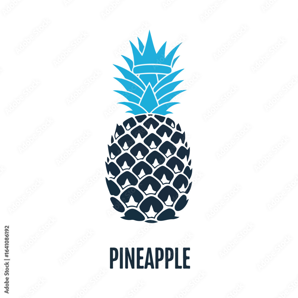 Obraz premium Stylized Pineapple Vector Illustration in Blue Tones for Summer Themes and Tropical Design Projects Fresh Fruit Icon