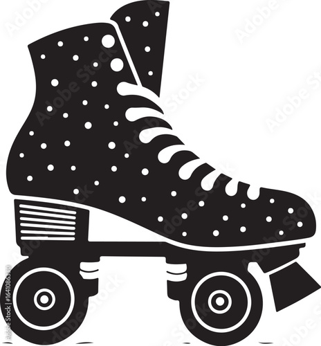 Retro Polka Dot Roller Skate Silhouette – Vintage Inline Skate Vector