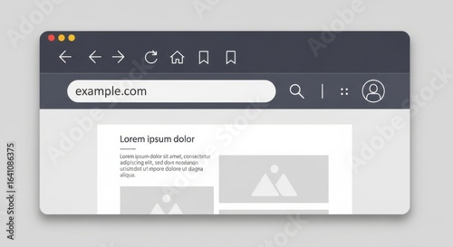 Web browser window with search bar and content isolated on white background