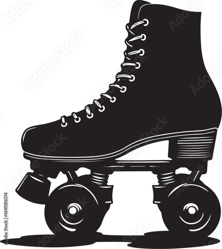 Retro Polka Dot Roller Skate Silhouette – Vintage Inline Skate Vector