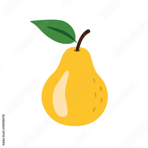 Fresh ripe yellow pear, vector illustration