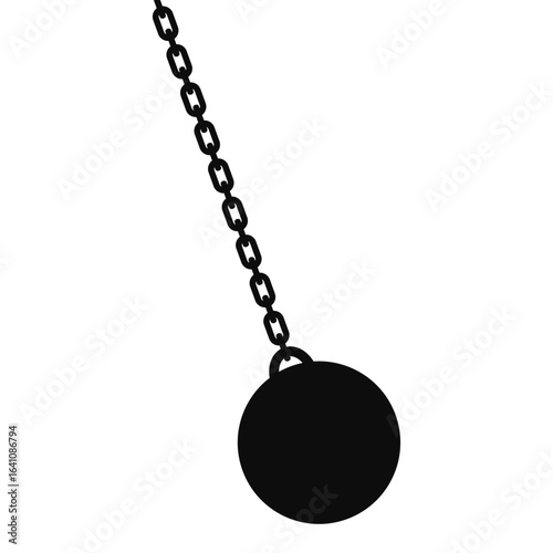 Wrecking ball hanging from a chain, vector illustration