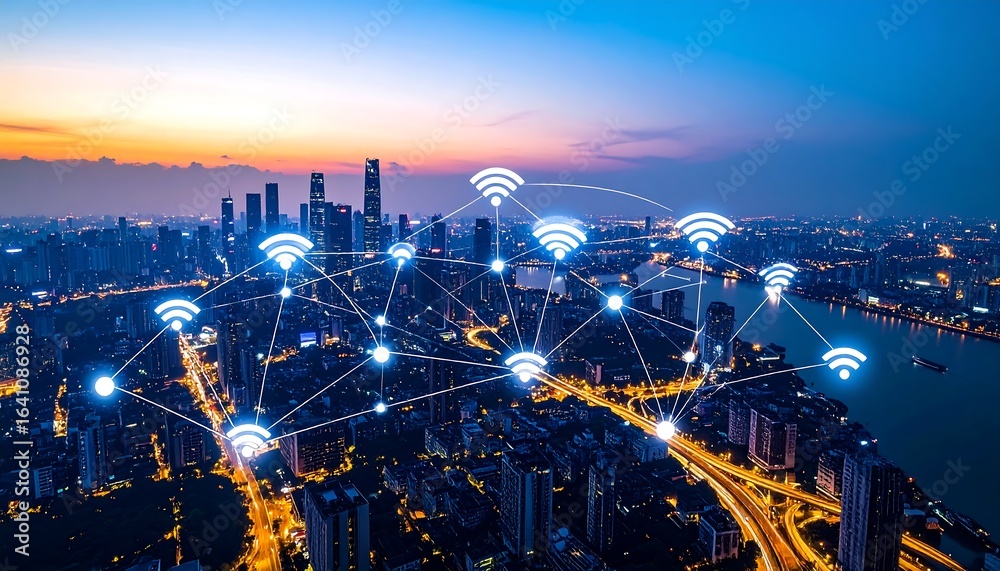 Fototapeta premium City network at dusk