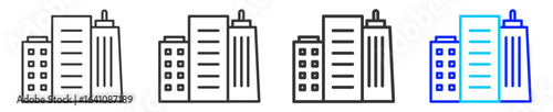 Commercial Property Icon Set Collection in Creative Outline Style for Business Featuring Multiple Thickness Variations for Real Estate App Web Mobile Dashboard UI UX and E Commerce Design Projects