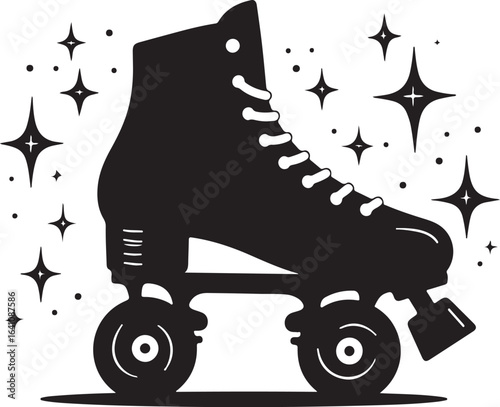 Retro Polka Dot Roller Skate Silhouette – Vintage Inline Skate Vector