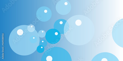 "Design a minimalist background featuring various sizes of translucent blue bubbles floating against a smooth gradient from white to blue. Ensure the bubbles have soft edges, white highlights, and sub
