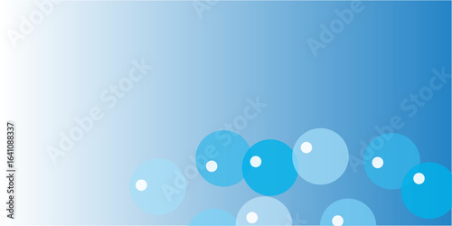 "Design a minimalist background featuring various sizes of translucent blue bubbles floating against a smooth gradient from white to blue. Ensure the bubbles have soft edges, white highlights, and sub