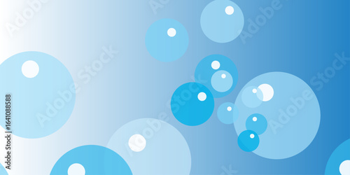 "Design a minimalist background featuring various sizes of translucent blue bubbles floating against a smooth gradient from white to blue. Ensure the bubbles have soft edges, white highlights, and sub