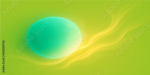 Colorful Easter eggs on blue background with bright sunlight and sky elements