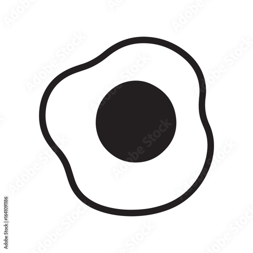 Fried Egg Icon Simple Breakfast Food Symbol