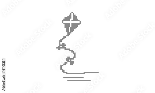logo flying kite vector pixel art design