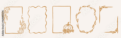 Hand drawn whimsical autumn frames collection