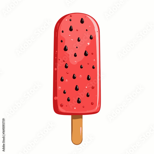 A Bright and Cheerful Watermelon Flavored Ice Cream Bar on a Stick, Perfect for Hot Summer Days and Refreshing Treats