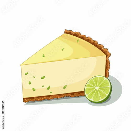 Deliciously Creamy Lime Cheesecake Slice with a Perfectly Crumbly Crust and Refreshing Citrus Garnish