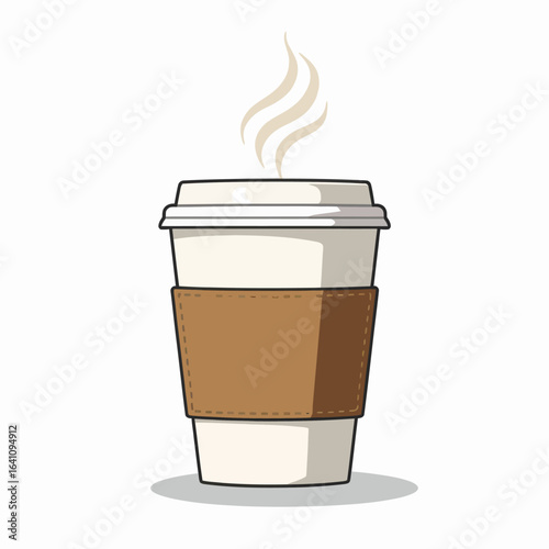 A Warm Cup of Coffee with a Brown Sleeve, Steaming and Inviting, Perfect for a Cozy Morning or Afternoon Break, Ideal for Coffee Lovers and Enthusiasts