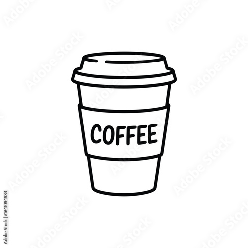 Simple hand drawn illustration of a coffee cup with a lid