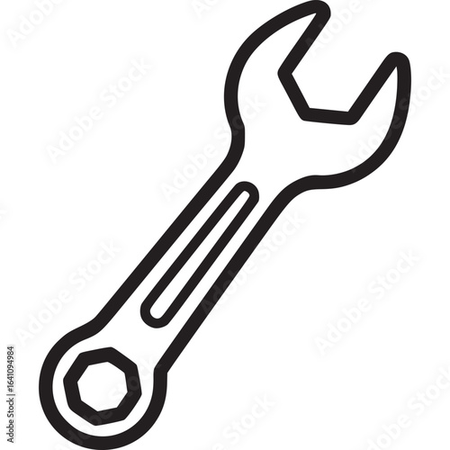 Illustration of a wrench isolated on white background, a versatile tool used for tightening and loosening bolts and nuts, commonly employed in mechanics and plumbing