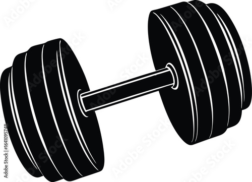 Dumbbell glyph and line vector illustration