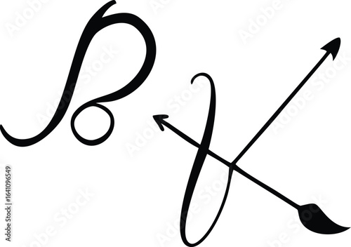 Set of Sagittarius zodiac signs and a medical stethoscope vector illustration
