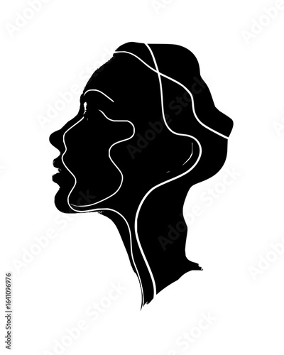 Abstract woman face silhouette portrait illustration drawing vector graphic design art print minimalist style artwork vector art 