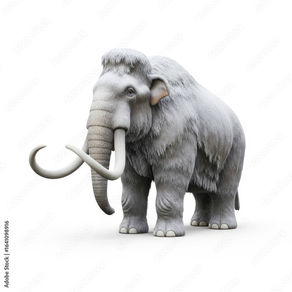 Obraz premium Woolly Mammoth isolated on white, a glimpse into ancient prehistoric wildlife