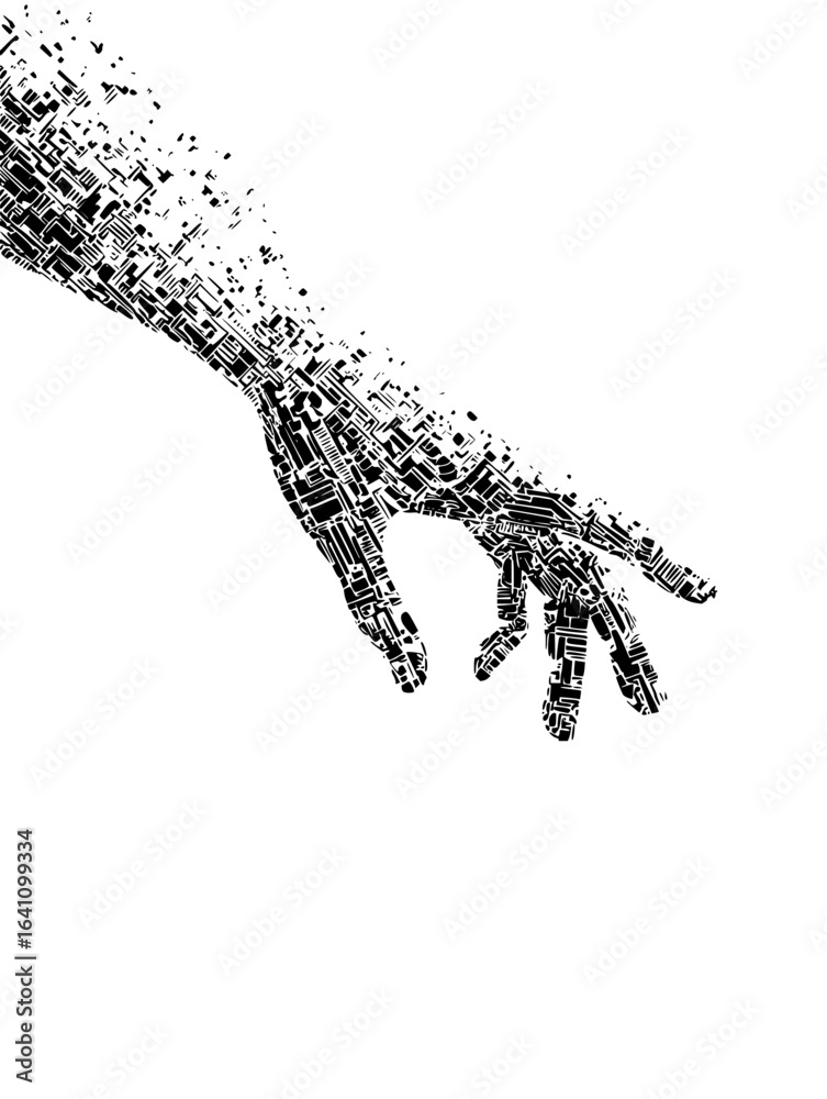 Obraz premium Abstract digital hand technology reaching out illustration design vector artwork for graphic design and art projects vector art