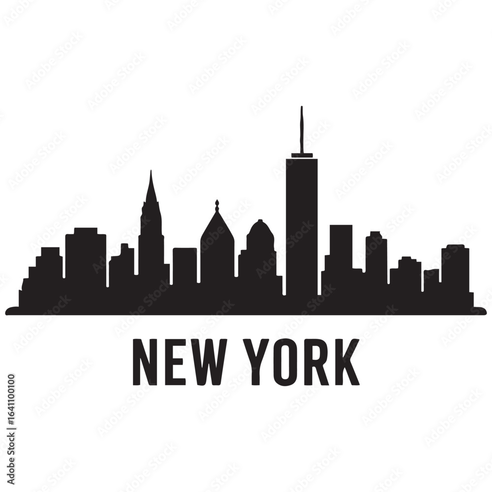 Obraz premium New York skyline silhouette. Landscape New York, USA. Vector illustration. Vector black silhouette. with white background.