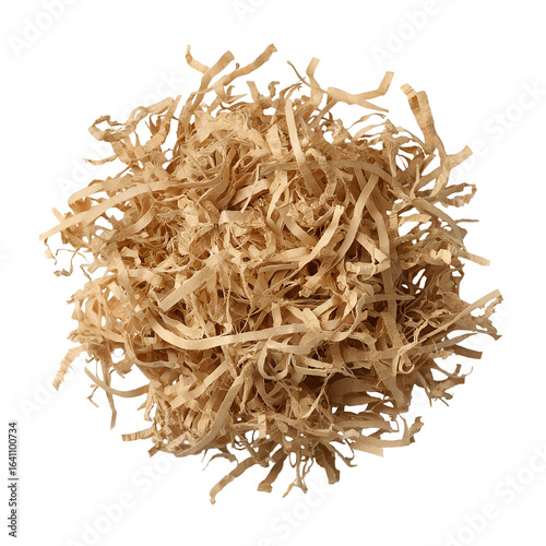 Pile of Shredded Kraft Paper Filler for Packaging Mockup on Transparent Background