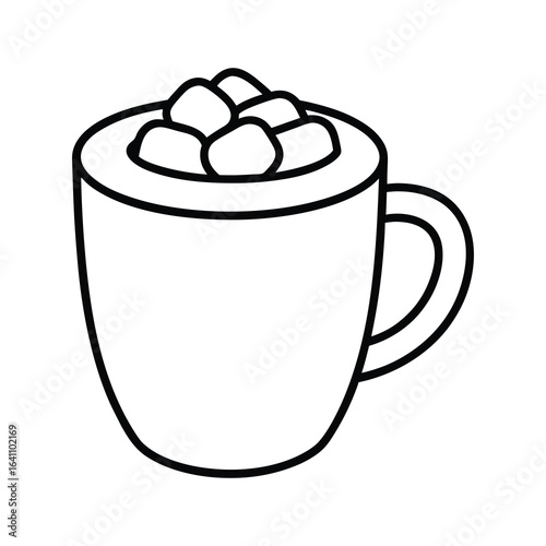 outline cup of hot chocolate with marshmallows 
