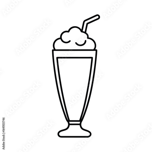 utline glass of root beer float with ice cream 